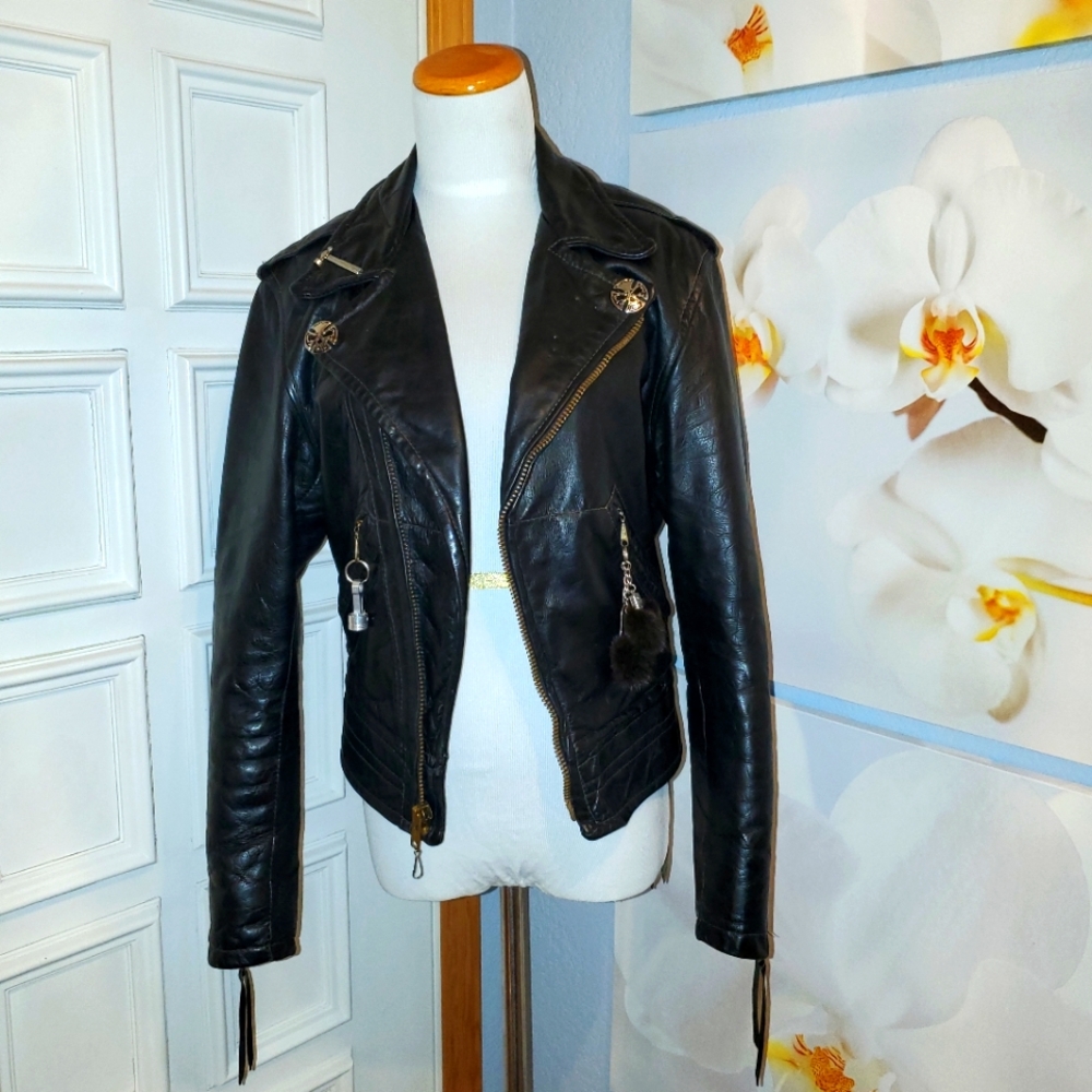 Vintage Genuine Leather Biker Jacket
